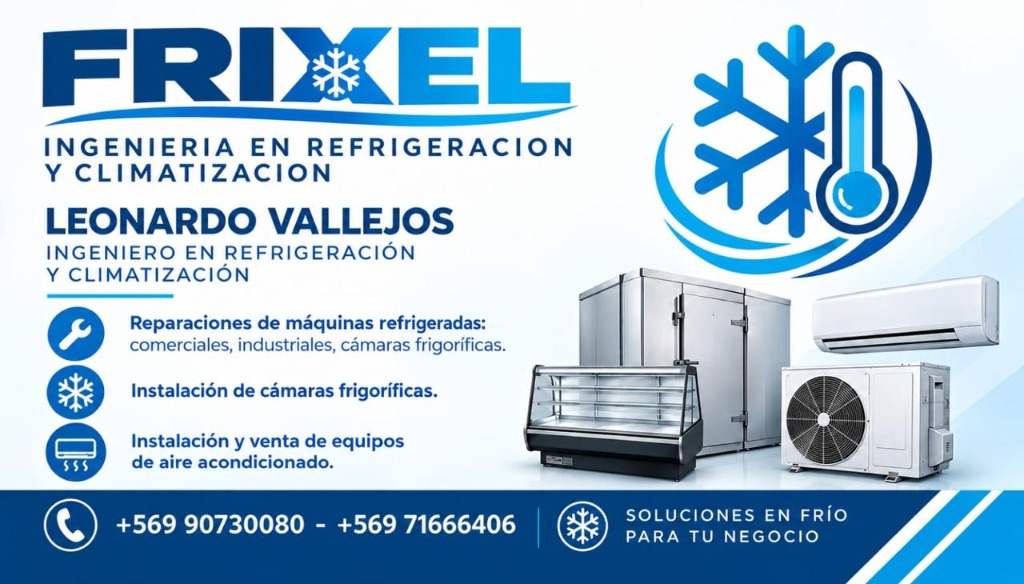 Tarjeta Oficial FRIXEL - Leonardo Vallejos Ingeniero en Refrigeración y Climatización